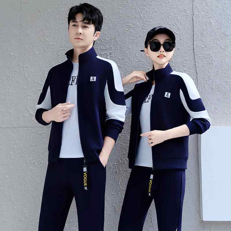情侣装新男款潮流运动套装休卫衣三件套87313784男春秋运女动闲服