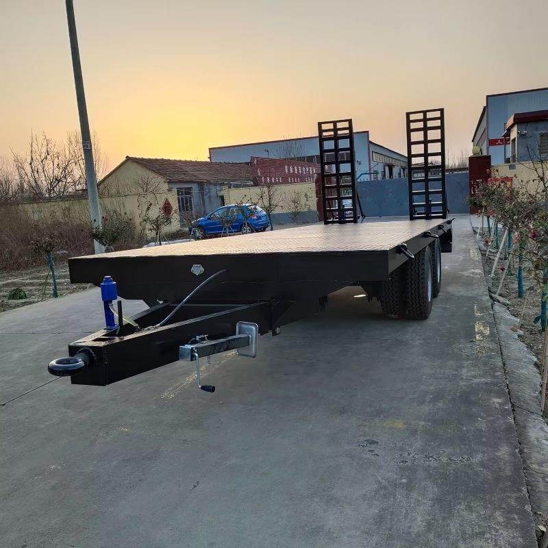 机器人运输车挖机带爬梯运输拖车挖机工具拖车厂家欧式爬梯拖车