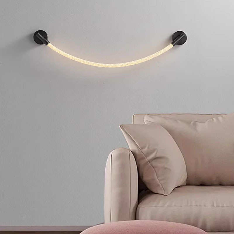 卧室壁灯现代极简北欧奶油风客厅氛围墙灯创意一字线条硅胶软长灯