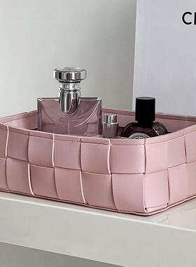 简约皮RSS革编织纳篮钥桌匙摆件客厅入户玄妆关面收纳筐化品收收