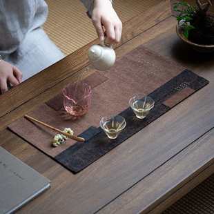 禅意茶桌垫布茶旗茶布茶道零配 香云纱拼接茶席桌旗家用中式