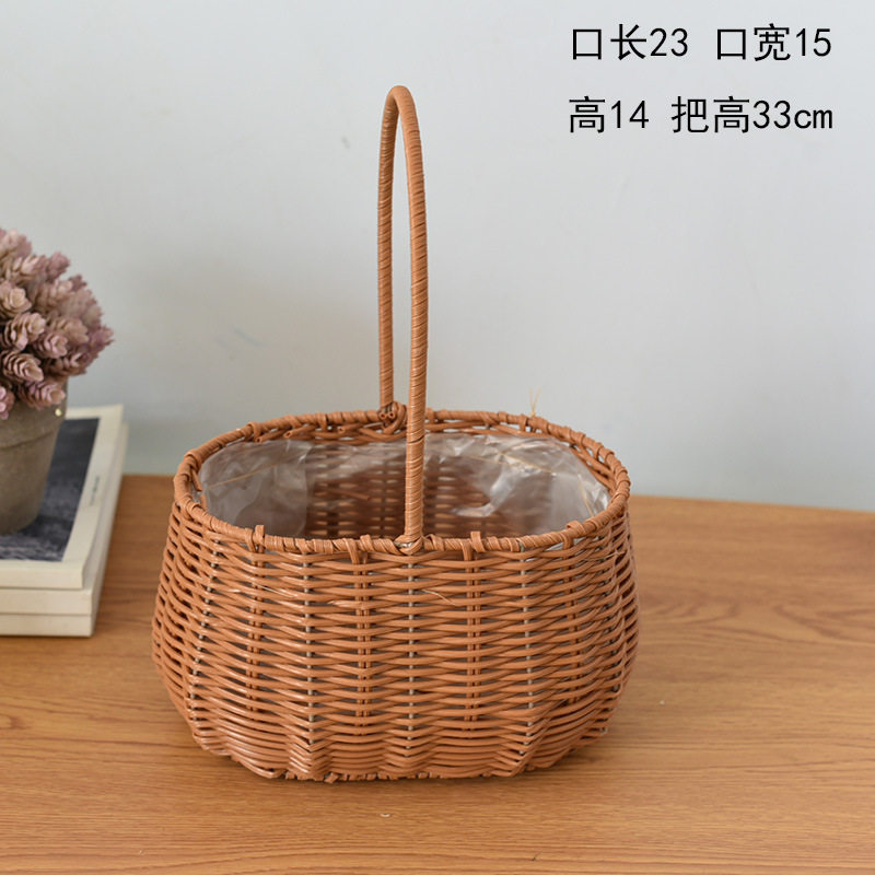 母亲节花篮藤编新款花盆野餐纯手工编织藤素手提田园创意藤编花艺,家居饰品,花瓶,淘宝优惠券,粉丝福利购,淘宝优惠卷