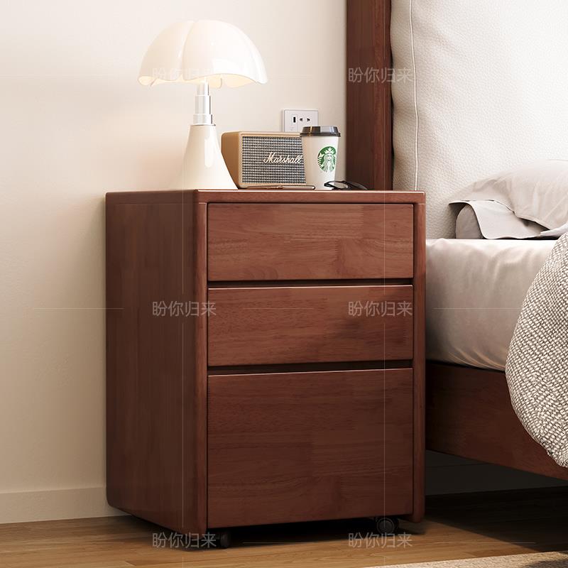 实木床头柜家用小户型可移动卧室床边柜现代简约书房桌下柜收纳柜