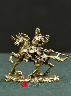 关公铜像纯铜 关羽关二爷骑马摆件汽车载佛像 关帝武财神招财神像