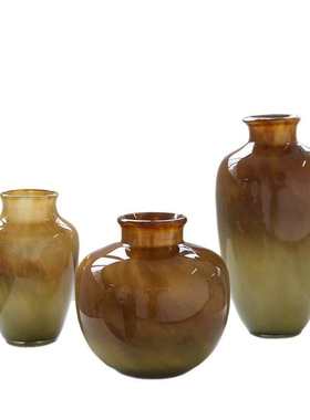 新中式小口渐变纹手工创意大肚子玻璃瓶餐桌玄关居家吊钟马醉木花