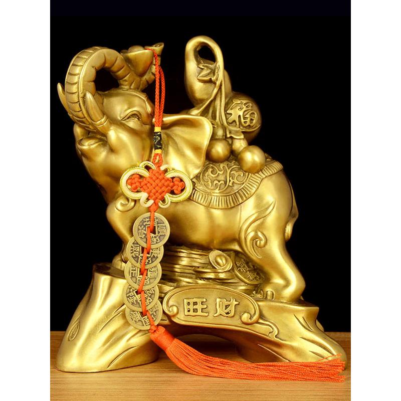 铜铜eq4f摆件工艺品客厅装饰一对象家居吸水象玄关摆件大象