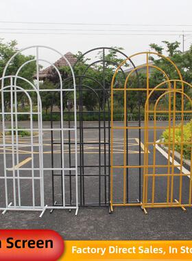 新婚礼道具婚礼背景锻铁方形框架几何屏风花场喜事花架森林花拱