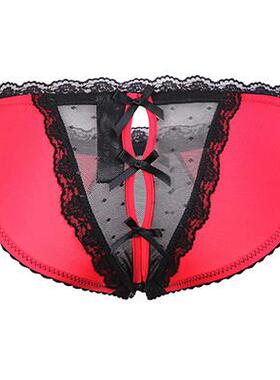 Lace women's breathable open cut low waisted triangle