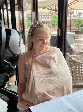 INS纯棉宝宝盖毯外出哺乳巾防走光遮羞布喂奶衣披肩哺乳罩衣提篮