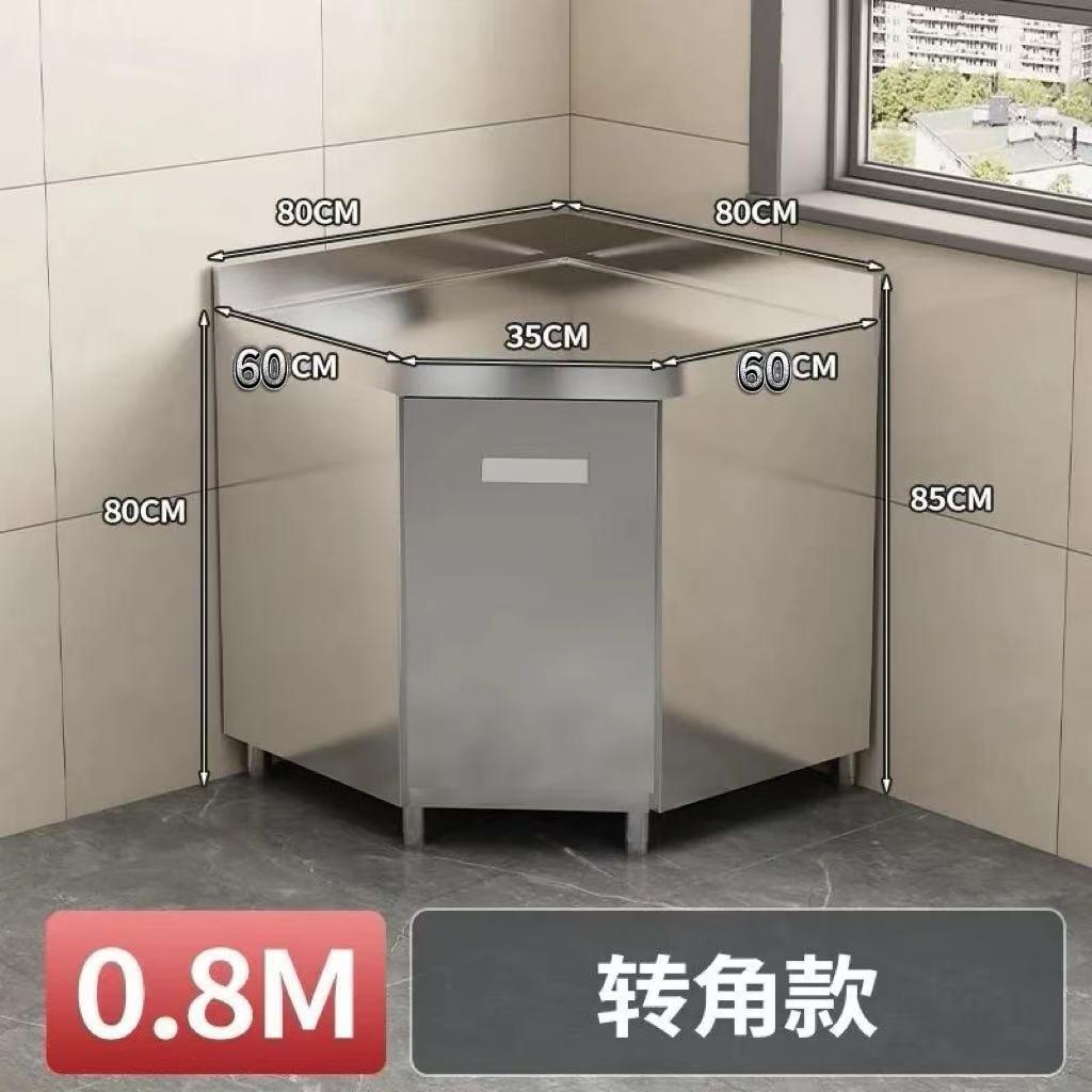不锈钢橱柜转角柜接NFO厚灶台一体橱焊厨房不锈钢橱柜家用简特易