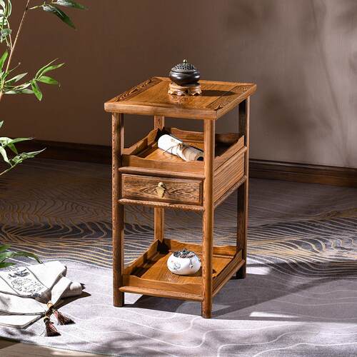 鸡翅木小茶几红木边桌新中式实木阳台小桌子原木方桌沙发边几角几