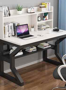 简易书桌架合学生家用写字桌书柜TGE一体电学习桌书子卧组室写脑