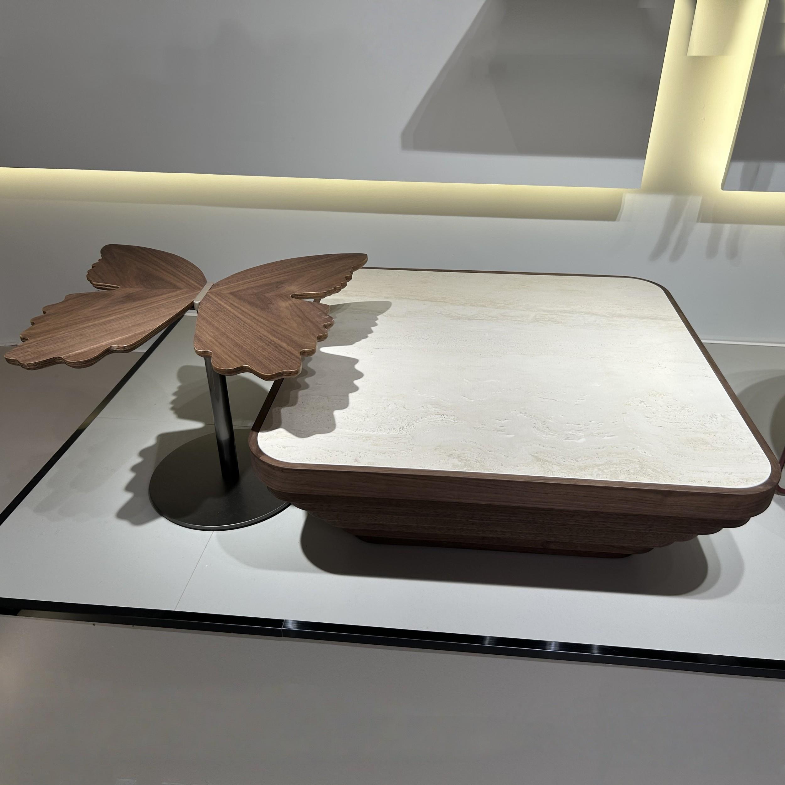 CJ129大理石方茶几90cm方圆组合客厅茶几意式极简现代高低茶几组