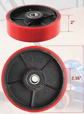 5聚氨酯万向轮寸TIM铁红色芯PU型重单轮平板车手推车轱辘