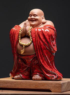 久造中式大肚弥勒佛陶瓷招财笑佛佛像摆件客厅玄关办公室装饰品