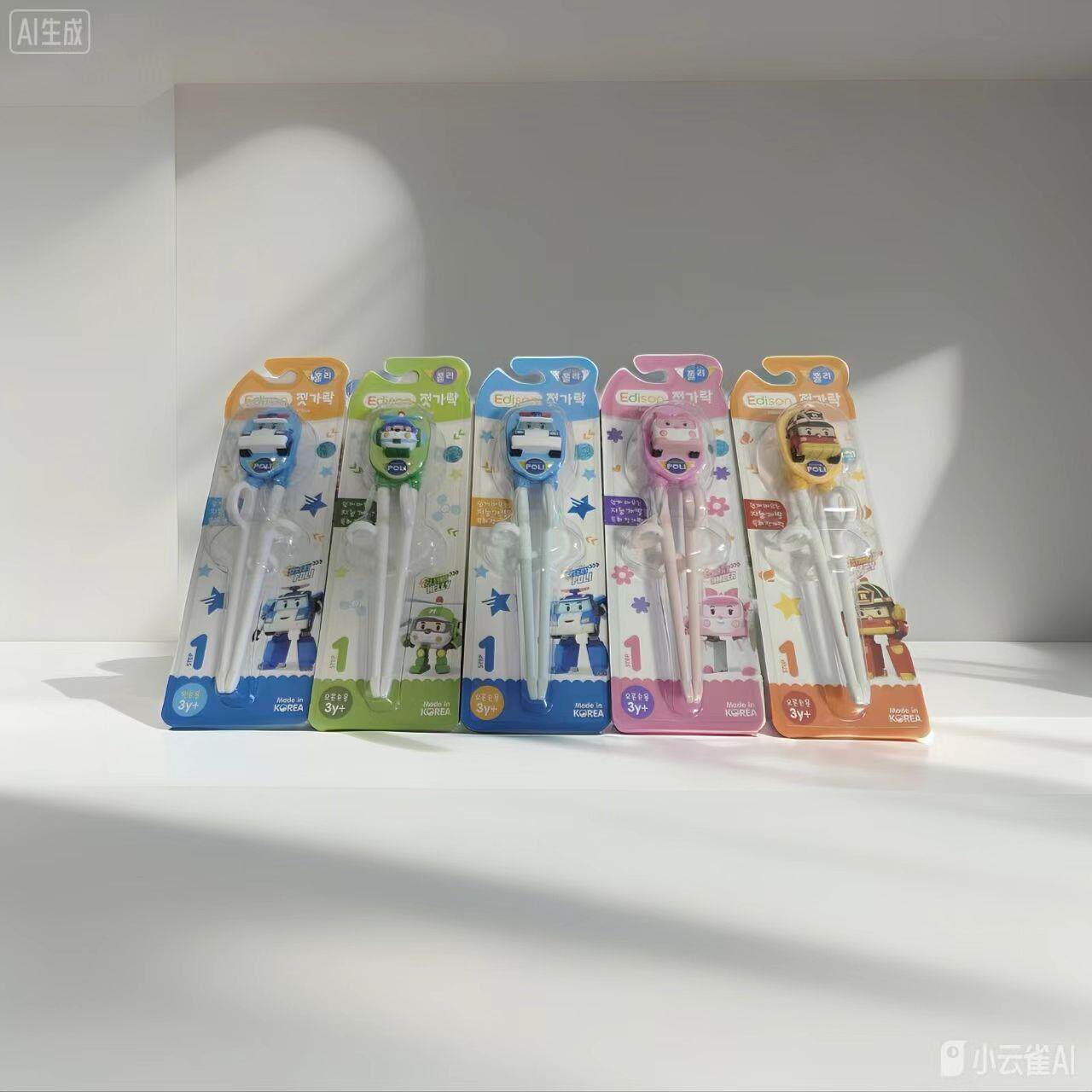 韩国爱迪生/EDISON 警车系列儿童学习筷宝宝学生训练筷-四色
