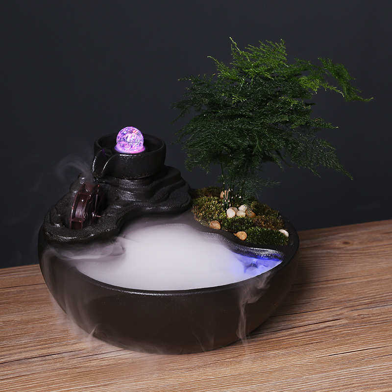 桌面循环泉韵流水鱼缸摆件公司客厅水景自动摆件水泵工艺品办