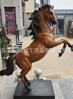 铸铜奔马雕塑摆件纯铜马拉车摆件广场摆放仿真飞马动物雕塑