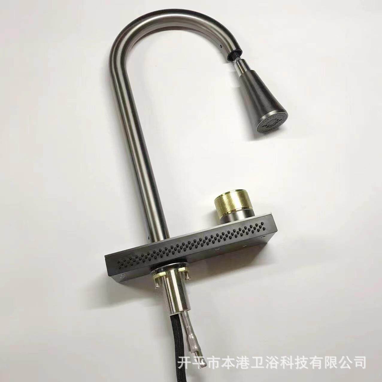 新款直销不锈钢瀑布抽拉式水龙头厨房大单水槽冷热洗菜盆单孔单脚