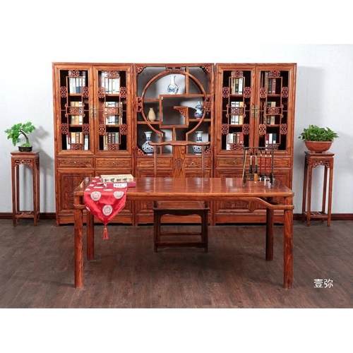 南榆木书画桌中式餐实桌木家简723约具写字台休闲案书法桌案电画