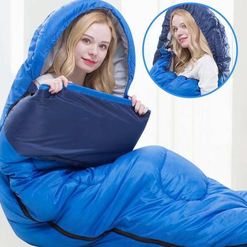 四季通用可拼接保温睡袋户外野营隔脏休闲睡袋信封带帽办公睡袋