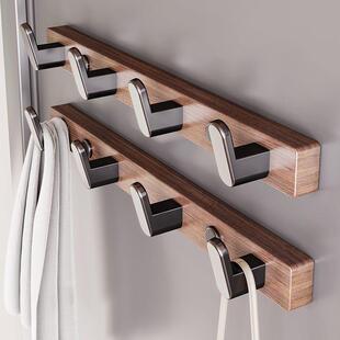 黑胡桃木挂钩试衣间免打孔卧室门后挂衣架墙上壁挂式衣帽挂衣钩子