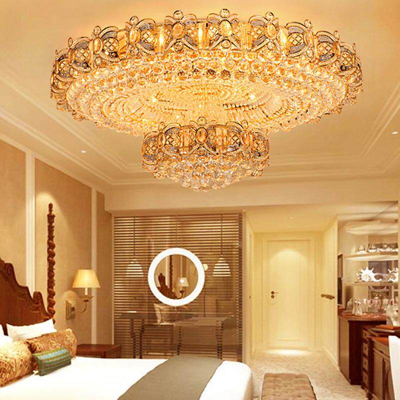 水晶灯大气客厅灯欧式圆形吸顶灯现代轻奢酒店大厅餐厅led灯具新