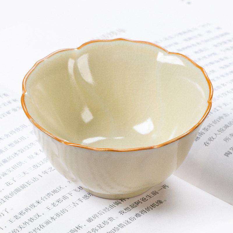黄汝窑瓷女士茶杯主人杯单杯茶杯开片可养个人专用茶具茶盏品茗杯