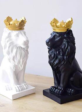 皇冠狮子客厅玄关电视柜装饰摆件办公摆设书桌艺术品招财简约饰品