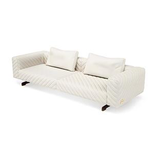 现代轻奢客厅高级沙发2026新款 别墅豪宅设计感直排一字型布艺沙发