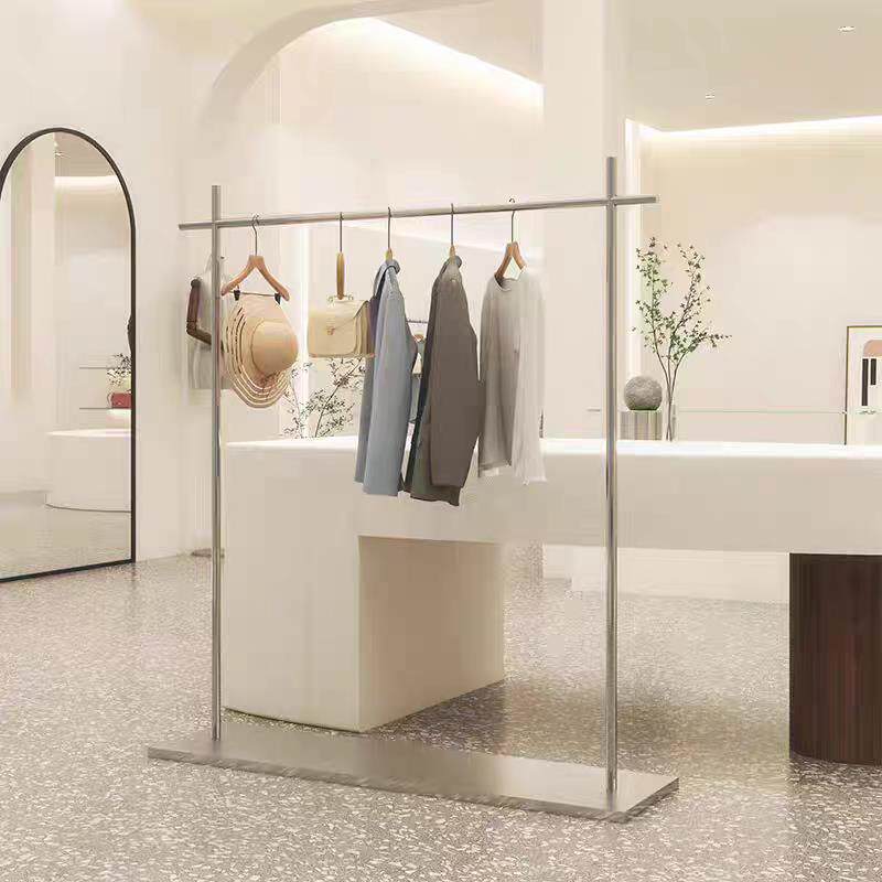 服装店展示架不锈钢落地式中岛挂衣架男女童装店货架带板陈列道具