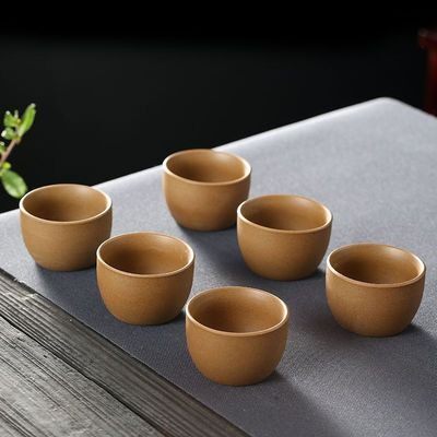 围炉煮茶手工柴烧茶杯复古土陶粗陶功夫茶斗笠个人喝茶主人杯套装