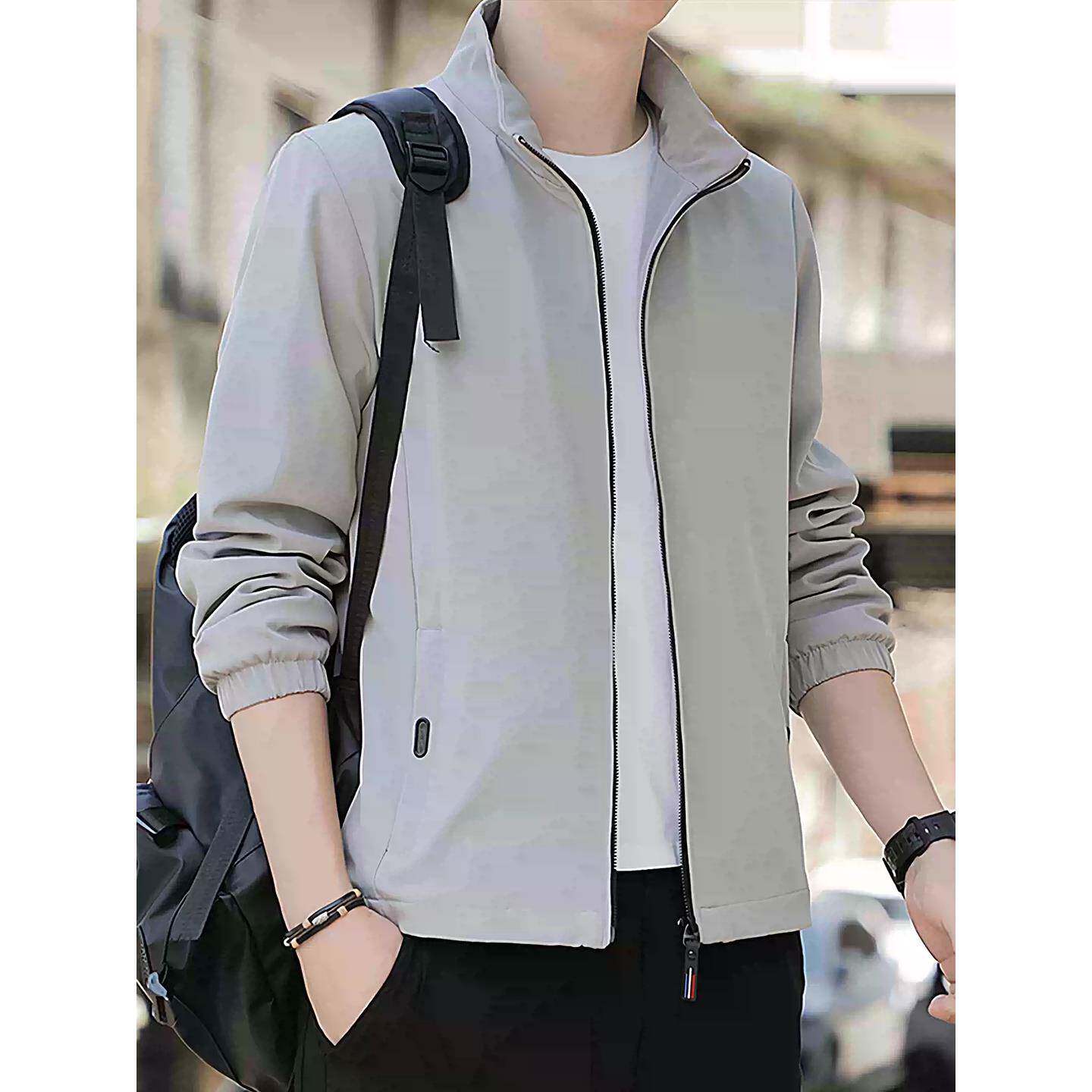 高端外套男春秋加绒加厚休闲男装2026新款宽松立领夹克衫高级感