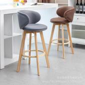 实前木吧台椅转酒408吧椅台高沙发脚椅子创意奶茶旋店背家用高靠