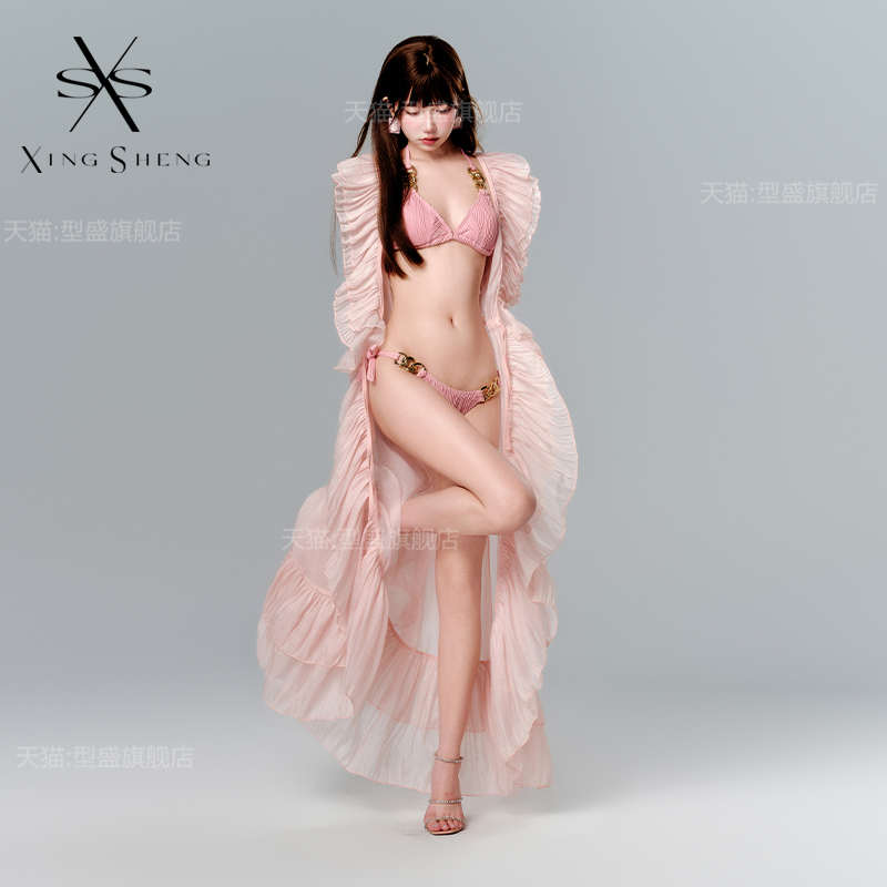型盛泳衣女泡温泉时尚性感比基尼三点式长裙外搭罩衫沙滩海边度假