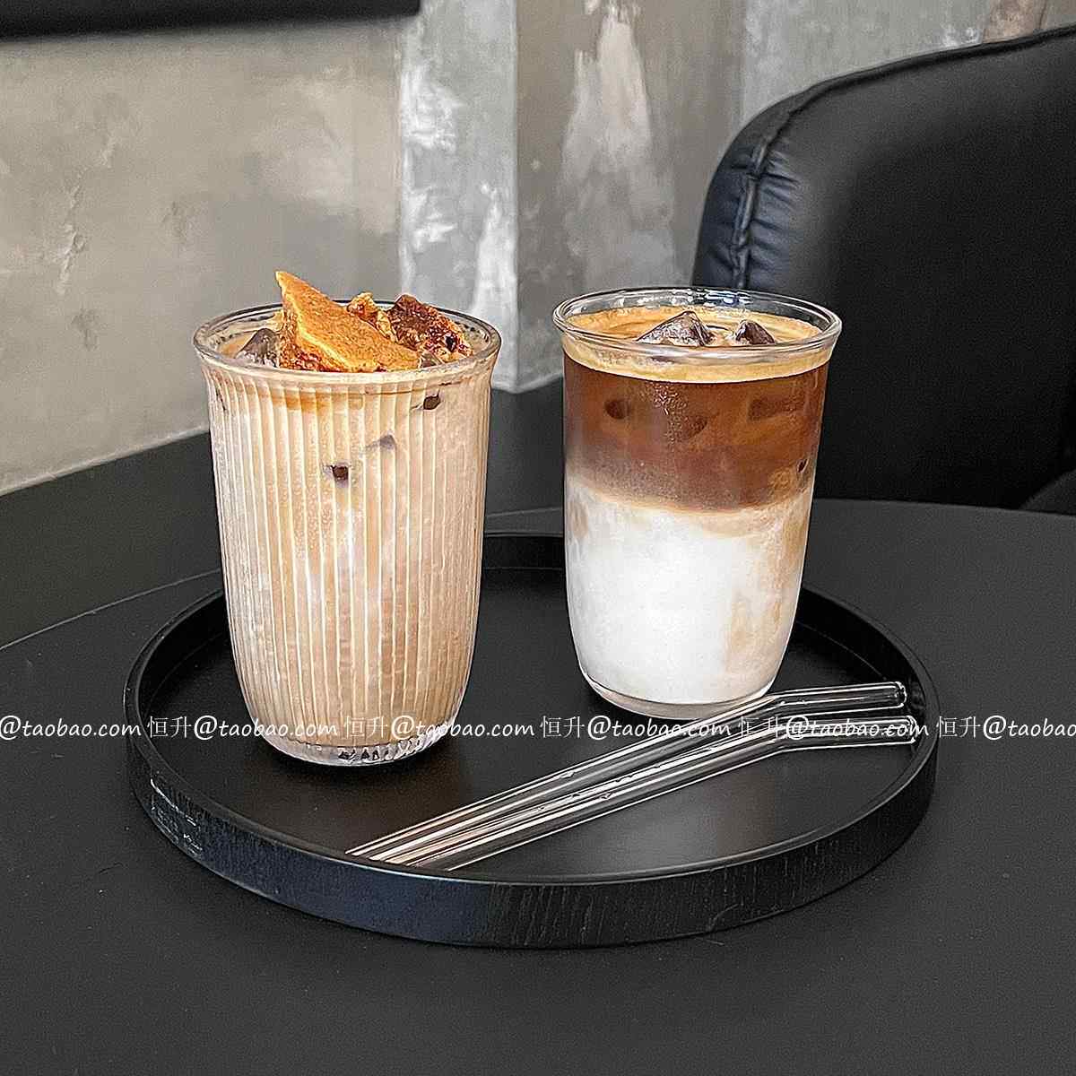 ins冰美式拿铁咖啡杯耐热奶茶杯玻璃杯创意加厚水杯特调气泡水杯