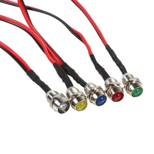 6mm指示灯灯座组合 LED发光二极管红黄蓝绿白 多色选择适用3V至22