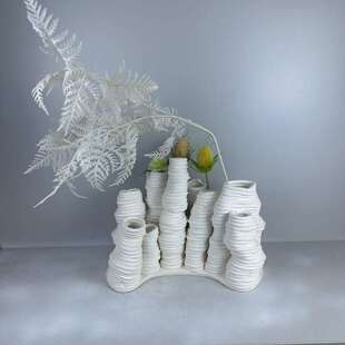 现代简约创意花瓶轻奢意式几何陶瓷花器样板间茶几餐桌装饰品摆件