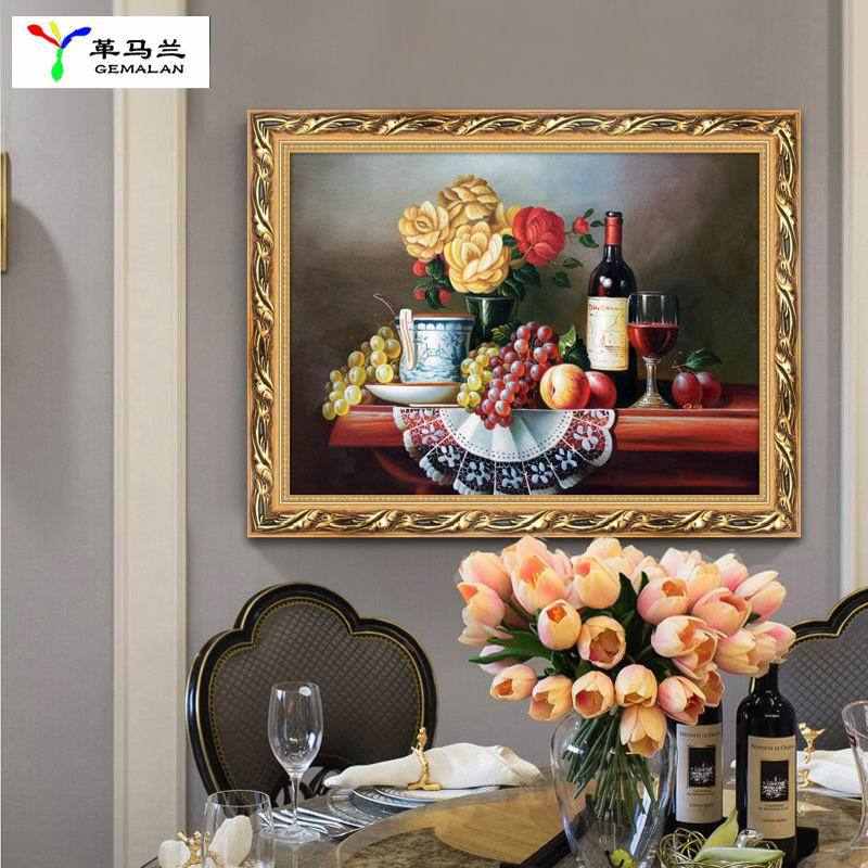 欧式餐厅饭厅装饰画美式风格厨房墙上单幅挂画简欧油画水果壁画横图片
