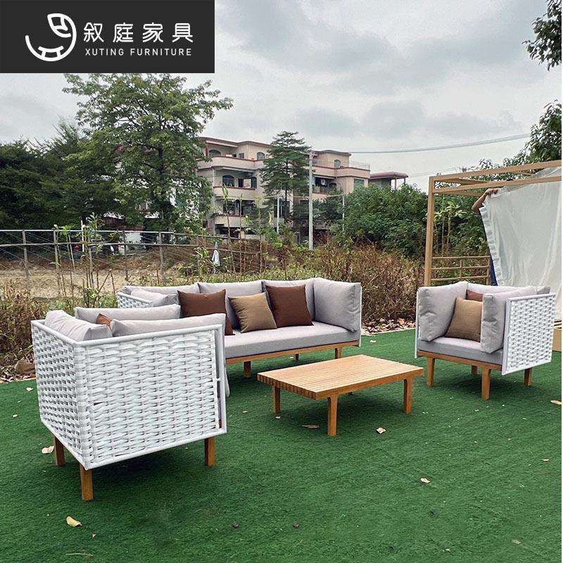 户外藤编沙发客厅庭院花园露天阳台藤编椅防水防晒藤编实木沙发椅