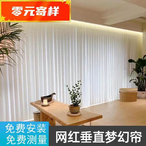 网红梦幻帘垂直竖百叶窗帘客厅落地窗遮光白纱阳台隔断窗电动