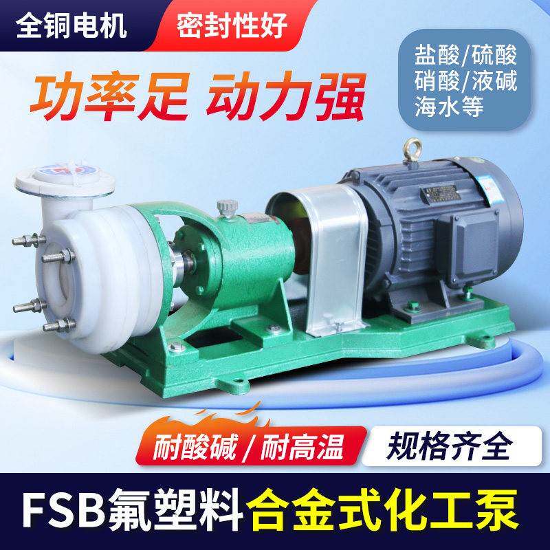 FSBL氟塑料合金离心泵耐酸碱耐腐蚀化工泵机械密封抽酸防腐塑料泵