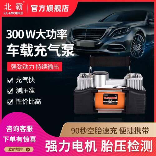 北霸 大功率12V双缸高压汽车打气泵 便携式金属车载充气泵 UM3020