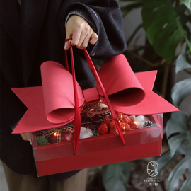 蝴蝶结花盒情人节水果花盒鲜花包装盒伴手礼盒新年手提鲜花蛋糕盒