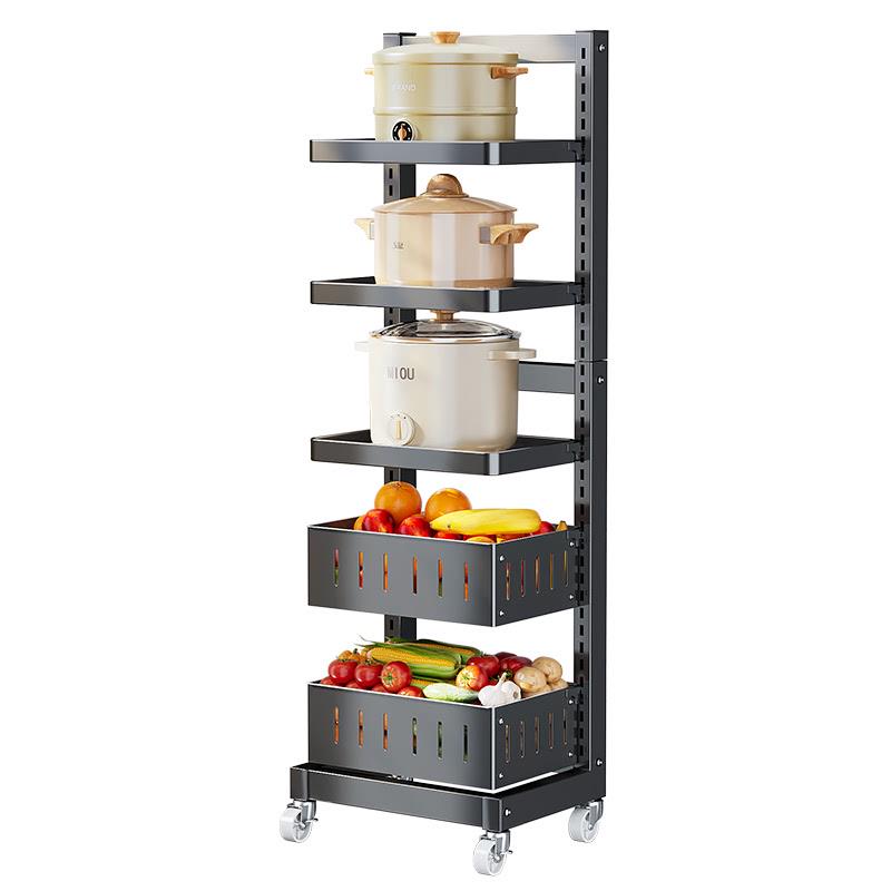 厨房锅架多层置物架落地式家用蔬菜放锅架子多功能移动锅具收纳架
