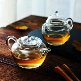 家用加厚透明功夫茶具玻璃茶壶 小号耐高温玻璃花茶壶玻璃茶壶