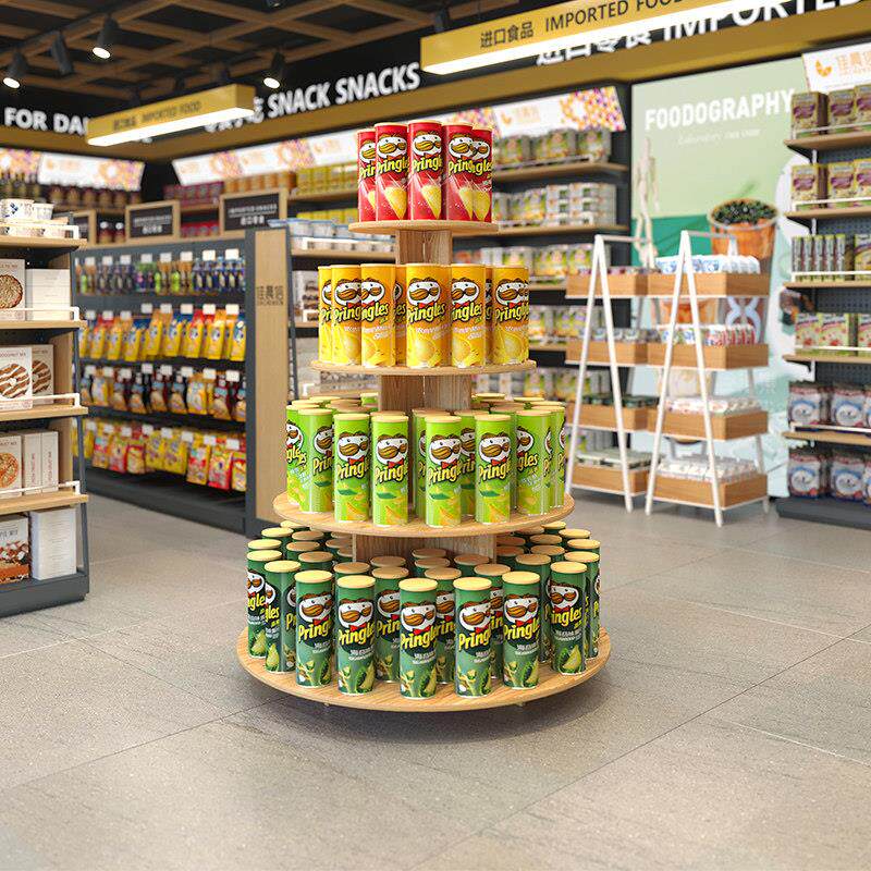 佳晨信促销台展示架便利店超市母婴店中岛多功能实木纹理展台货架
