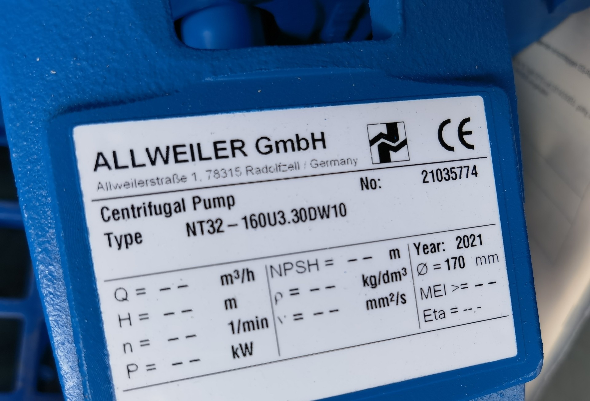 全新ALLWEILER阿尔维勒水泵NT32-160.