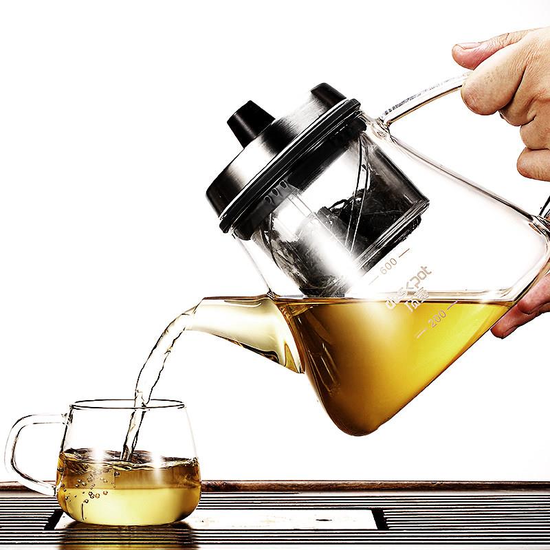顶壶飘逸杯全玻璃不锈钢旋转升降内胆煮茶泡茶过滤冲茶器茶具茶壶