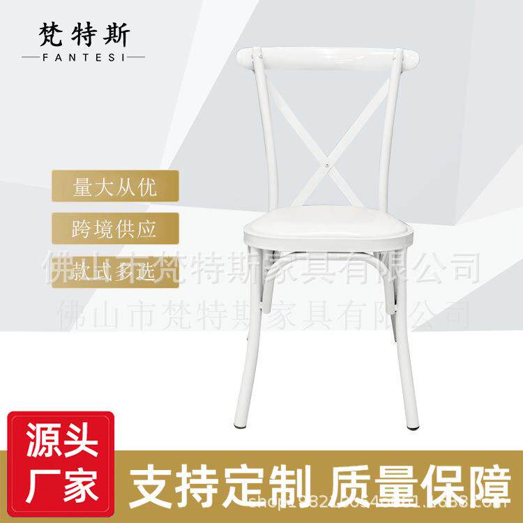 户外时尚简约的白色不锈钢椅子餐桌x背椅